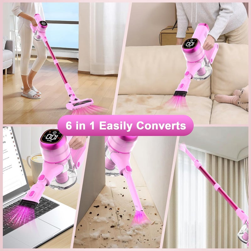 Tikom V500 Cordless Vacuum Cleaner for Home, 40000Pa/450W Stick Vacuum with LED Touch Screen, Charging Wall Dock, Anti-Tangle, Lightweight Handheld Vacuum for Pet Hair, Hard Floor, Carpet - Image 3